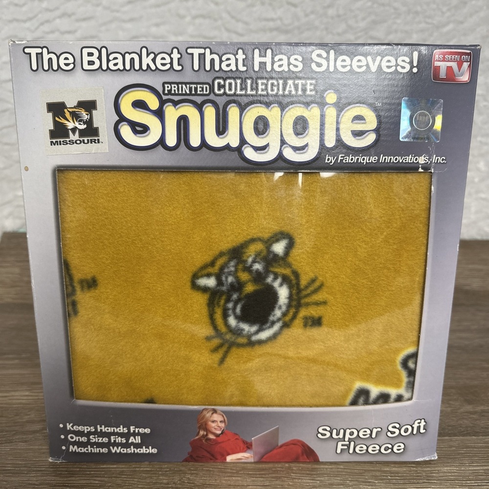 Missouri Mizzou Tigers Collegiate Snuggie Fleece Blanket with Sleeves New In Box